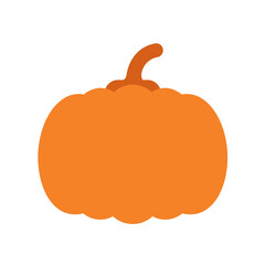 Vibrant orange pumpkin with a green stem, set against a plain white background