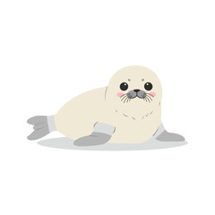 Cute cartoon seal lounging on a white background, showcasing its playful demeanor