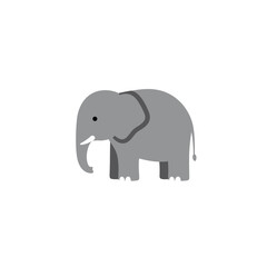 Playful cartoon elephant standing in a minimalist landscape, showcasing simplicity and charm