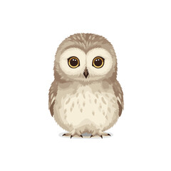 Obraz premium Cute cartoon owl with large eyes perched against a plain background, ideal for children's illustrations