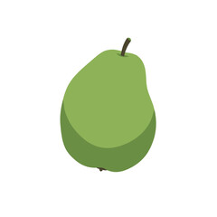 Fresh green pear resting on a soft surface, with a minimalistic background