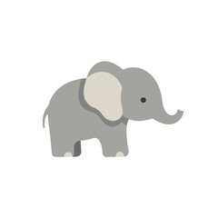 Obraz premium Cute cartoon elephant standing playfully on a white background, ideal for children's content