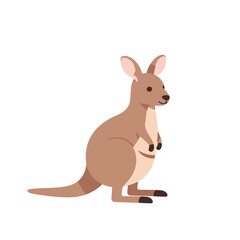 Cute cartoon kangaroo standing upright against a plain white background, ideal for children's content