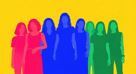 Celebration of women's equality day with diverse silhouette art for empowerment and inclusivity