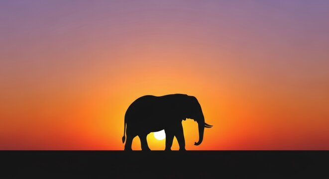 Silhouette of an elephant at sunset for world elephant day awareness