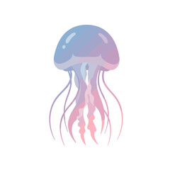 A serene pastel jellyfish gracefully floating in clear water, showcasing its delicate tentacles