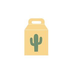 A minimalist illustration of a carton featuring a cactus design on a plain background