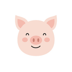 Cute cartoon pig with a round body and expressive eyes, set against a plain background