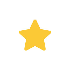 Bright yellow star with a smooth surface, set against a clean white background