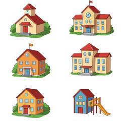 City life concept. Streets and landscape, comfort and coziness. Houses and private property next to car. Panorama and horizontal view. Background or cover for website. Cartoon flat vector illustration