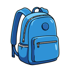 Backpack with school supplies, isolated on white