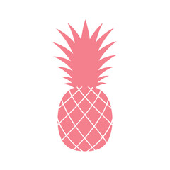 Vibrant pink pineapple illustration on a clean white background, ideal for tropical themes