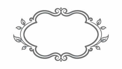 Elegant Gray Frame with Leaves and Swirls Perfect for Wedding Invitations Logos or Decorative Elements on a Clean White Background