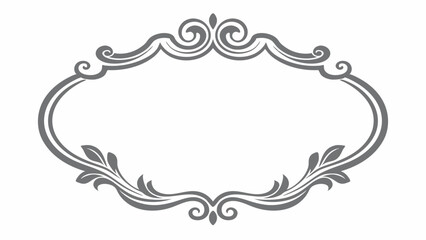 Elegant Gray Ornate Frame with Floral Accents for Invitations and Decorative Design Projects on a Clean White Background