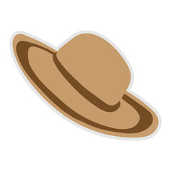 Hat summer doodle stickers, labels, logos, tags, sign for holiday, travel and vacation.