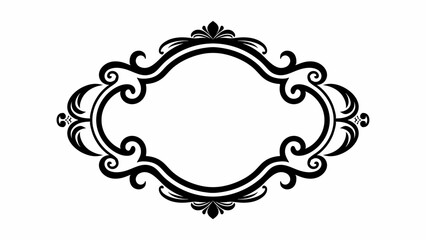 Elegant Black Ornamental Frame with Swirls and Flourishes Perfect for Invitations Logos or Decorative Elements with a Vintage or Classic