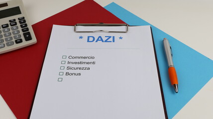 Modulo di imposta commerciale da compilare per richiesta in italiano con idea di spesa per interessi USA