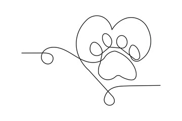 Dog pow footprint icon line art vector illustration