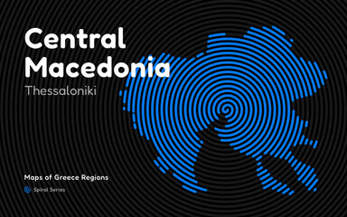 Spiral Line Pattern Map of Central Macedonia with Thessaloniki as the Capital	