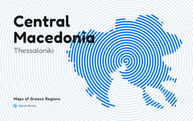 Spiral Line Pattern Map of Central Macedonia with Thessaloniki as the Capital	