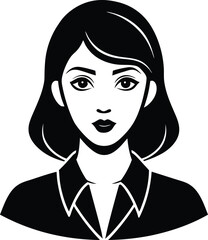 Stylized black and white portrait of a businesswoman with short hair
