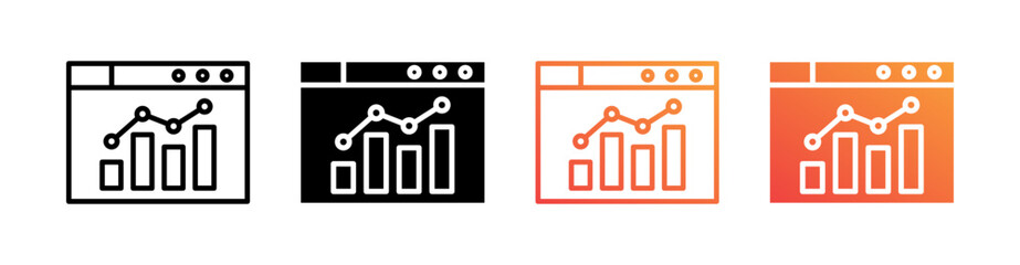 Analytics Multiple Style Icon Set Vector 