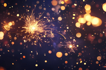 Obraz premium Happy New Year Celebration Sparkles Banner