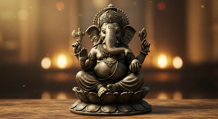 Fototapeta premium Majestic Ganesha Statue Hindu God of Wisdom and Beginnings