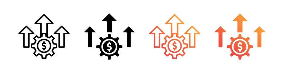 Increase Multiple Style Icon Set Vector 