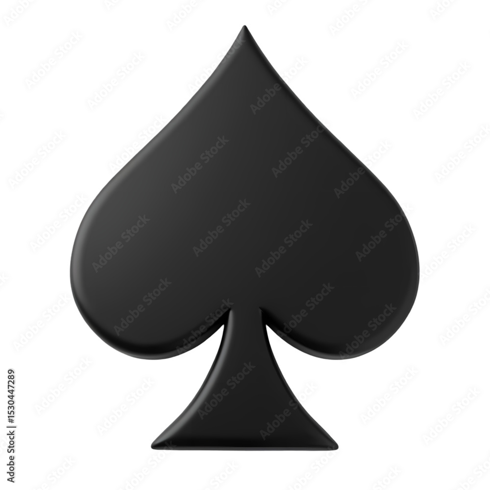 Poster a single black spade symbol isolated on a black plain background isolated on transparent background