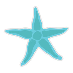 Starfish summer doodle stickers, labels, logos, tags, sign for holiday, travel and vacation.