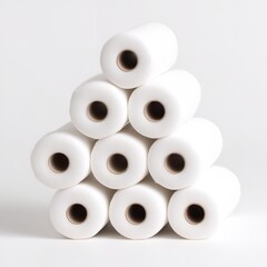 White paper towel rolls stacked hygiene products cleaning supplies household items for home and commercial use
