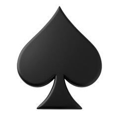 A single black spade symbol isolated on a black plain background isolated on transparent background