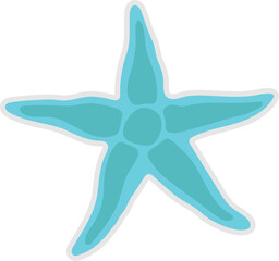 Starfish summer doodle stickers, labels, logos, tags, sign for holiday, travel and vacation.