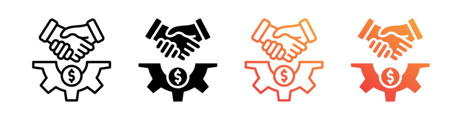 Business Agreement Multiple Style Icon Set Vector 