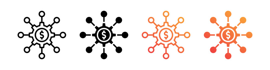 Business Network Multiple Style Icon Set Vector 