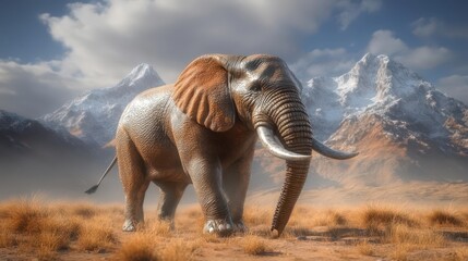 Fototapeta premium African Elephant in Mountain Landscape