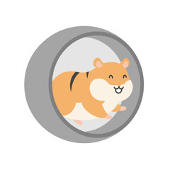 A cheerful hamster running inside a circular tunnel, showcasing playful energy