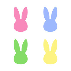 Rabbit ear silhouette, Bunny head with ears icon, Easter hare ears. Cute bunny ears for Easter, rabbit mask on transparent background, for greeting card.
