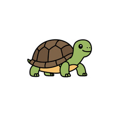 Cartoon turtle smiling while walking on a plain white background, ideal for children's media
