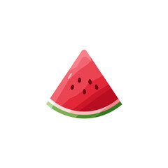 Vibrant watermelon slice on a white background, showcasing juicy red flesh and seeds