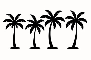 Fototapeta premium black vector set palm trees silhouettes