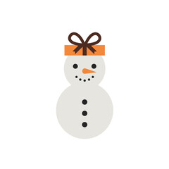Cheerful snowman adorned with a festive bow, set against a minimalist winter background