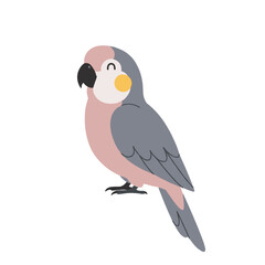 Cartoon illustration of a cheerful parrot with a colorful design against a plain background