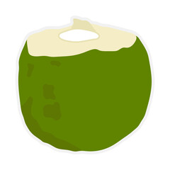Fresh young coconut fruit with opened one for food and drink promotion.