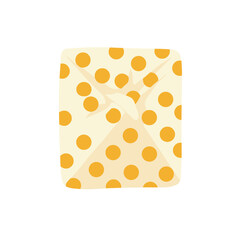 A vibrant illustration of a cheese block with orange dots, set against a plain backdrop