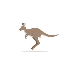 A playful kangaroo hopping across a white background, showcasing agility and grace