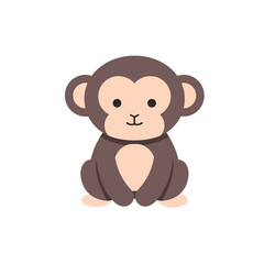 Cute cartoon monkey character sitting against a plain background, ideal for children's content