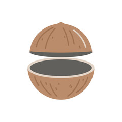 A detailed illustration of a nut with a smooth shell resting on a neutral background