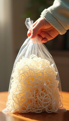 Noodles in a plastic bag